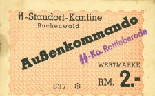 World Banknotes - Deutschland - Konzentrationslagergeld II. Weltkrieg - Buchenwald SS Standort-Kantine - 2 Mark ND (ca. 1944) Aussenkommando with over...