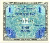 World Banknotes - Deutschland - Alliierter Besatzung 1945-1948 - 1 Mark serie 1944 - 9 digit serial # with F (P. 192a / Ros. 201a) - consectutive no. ...