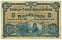 World Banknotes - Deutschland - Nebengebiete - Deutsch-Ostafrika - 5 Rupien 15.6.1905 Two Lions (P. 1 / Ros. 900) - F/VF