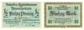 World Banknotes - Deutschland - Selbständiger deutscher Gebiete - Memelgebiet - ½ Mark 22.2.1922 (P. 1 / Ros. 846b) - UNC + 50 Mark 22.2.1922 (P. 7 / ...