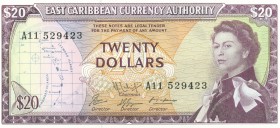 World Banknotes - East Caribbean States - 20 Dollars ND (1965) Queen Elizabeth II (P. 15g) - UNC