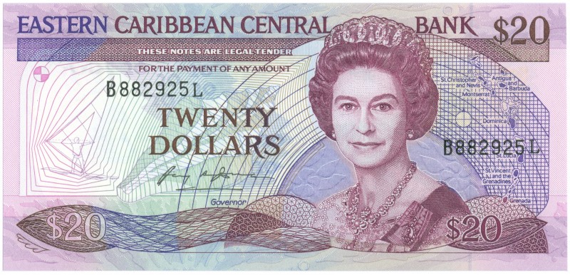 World Banknotes - East Caribbean States - 20 Dollars ND (1987-88) Queen Elizabet...