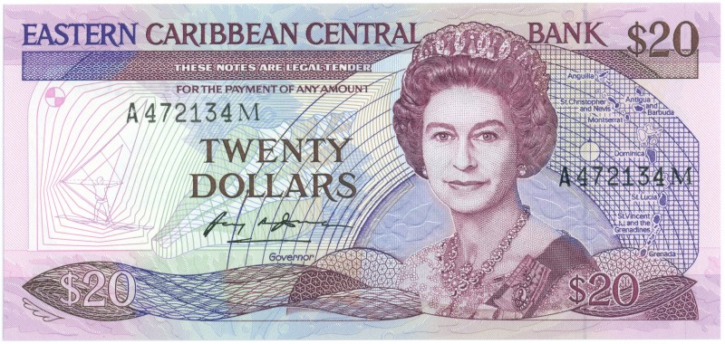 World Banknotes - East Caribbean States - 20 Dollars ND (1985-93) Queen Elizabet...