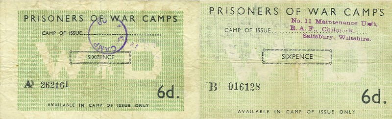 World Banknotes - England - War department (WD) issues POW camps for German pris...