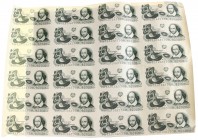 World Banknotes - England - Thomas de la Rue sheet of testnotes William Shakespeare (P. -) designed and engraved by organisation Giori (Italian printe...