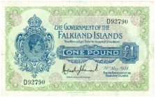 World Banknotes - Falkland Islands - 1 Pound 19.5.1938 King George VI (P. 5) - F/VF