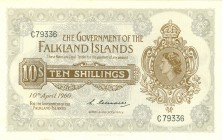 World Banknotes - Falkland Islands - 10 Shillings 10.4.1960 Queen Elizabeth II (P. 7a) - a.UNC