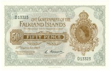 World Banknotes - Falkland Islands - 50 Pence 25.9.1969 Queen Elizabeth II (P. 10a) - a.UNC/UNC