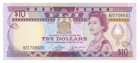 World Banknotes - Fiji - Central Monetary Authority - 10 Dollars ND (1980) - Queen Elizabeth II (P. 79a) - sign. Barnes + Tomkins - XF+