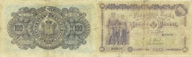 World Banknotes - Finland - Finlands Bank - 100 Markkaa 1898 Young farming couple at left (P. 7c) - w/o lines under sign. - small paperdamage back - F