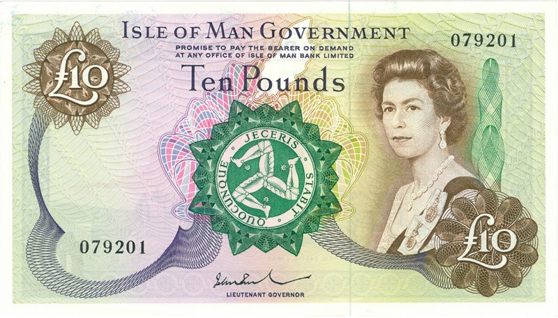 World Banknotes - Isle of Man - 10 Pounds ND (1972) Queen Elizabeth II (P. 31b) ...