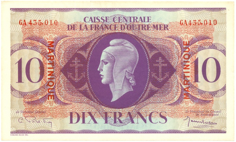 World Banknotes - Martinique - 10 Francs L.2.2.1944 Marianne (P. 23) - ovpt. in ...