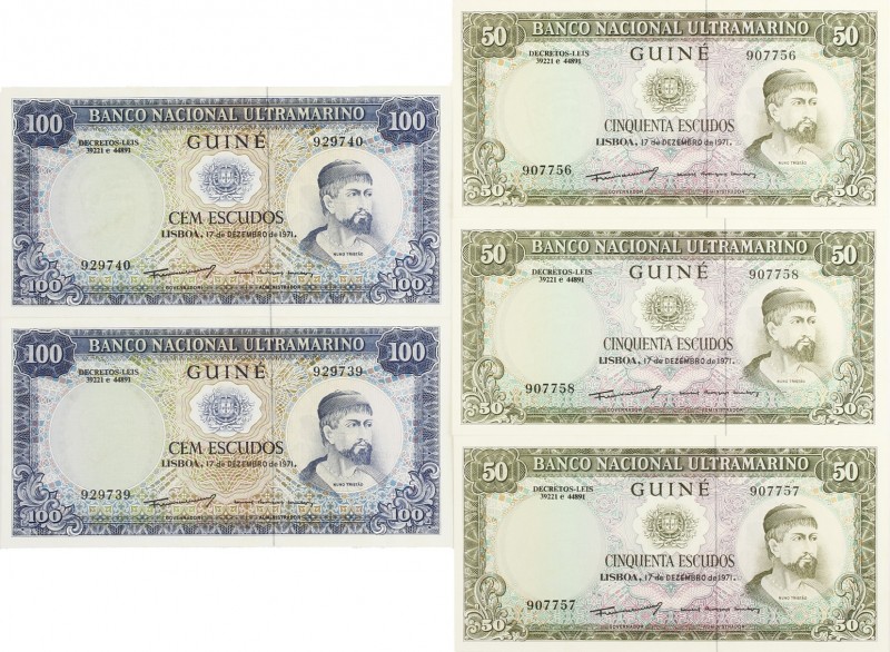 World Banknotes - Portuguese Guinea - 50 Escudos 17.12.1971 (P. 44a) - 3 consecu...