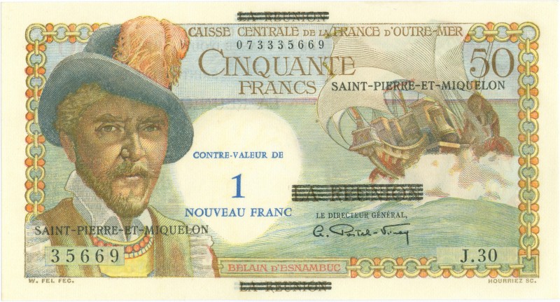 World Banknotes - Saint Pierre et Miquelon - 1 Nouveau Franc on 50 Francs ND (19...