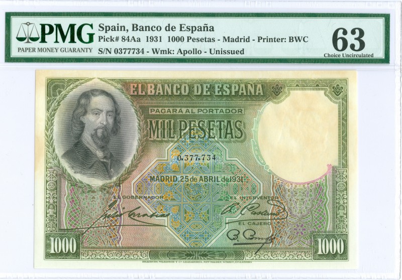 World Banknotes - Spain - 1000 Pesetas 25.4.1931 José Zorrilla (P. 84Aa) - UNC m...