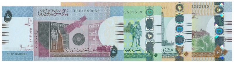 World Banknotes - Sudan - 5, 10, 20 + 50 Pounds 2011 (P. 72-75) (P. 8a, 8e) - To...