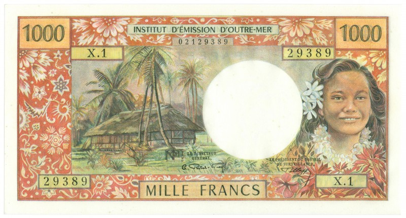 World Banknotes - Tahiti - 1000 Francs ND (1969) Papeete (P. 26) - w/o ovpt. Rép...