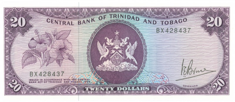 World Banknotes - Trinidad & Tobago - 20 Dollars L.1964 (1977) Flowers + Arms at...