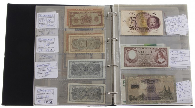 Nederland - Album met verzameling bankbiljetten NL 1-100 Gulden wo. 25 Gulden Me...