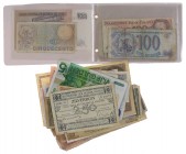 Nederland - Doosje bankbiljetten NL wo. Zilverbon 2½ Gulden 1917, 100 Gulden 1944, etc. + iets buitenland