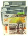 Nederland - Doosje VALSE biljetten NL wo. 50 Gulden Zonnebloem, 100 Gulden De Ruyter, etc.