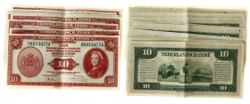 Ned. Indië / Indonesië - 10 Gulden 1943 (P. 114a / Mev. 171b / H-170b / PLNI28.5b) NICA money Wilhelmina - Totaal 41 stuks deels opeenvolgende nummers...