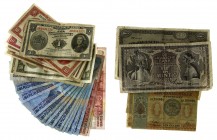 Ned. Indië / Indonesië - Doosje bankbiljetten Ned. Indië/Indonesië wo. 25 Gulden Javaanse Dansers, 100 Gulden J.P. Coen, 100 Gulden 1943 Wilhelmina, e...