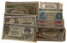 Ned. Indië / Indonesië - Doosje bankbiljetten Ned. Indië Japanse bezetting + iets 1948 - Ruim 50 stuks in wisselende kwaliteit