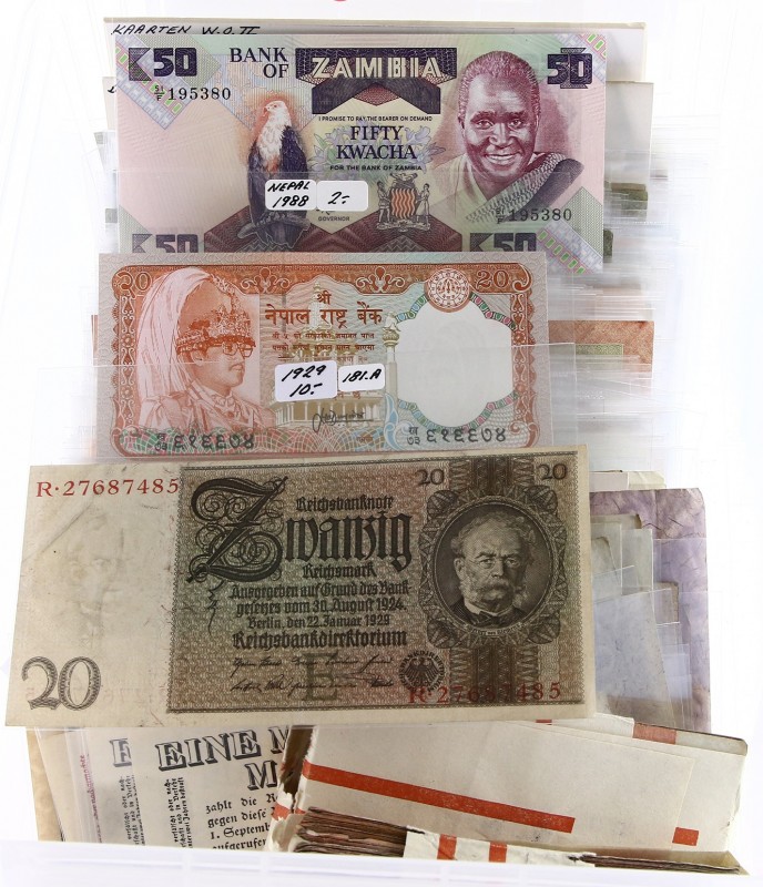 Miscellaneous - Box banknotes world including Germany, Russia, France, Surinam, ...