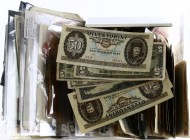 Miscellaneous - Box with big lot banknotes world including Germany, Spain, Russia, Japan, etc. + emergency / local issues