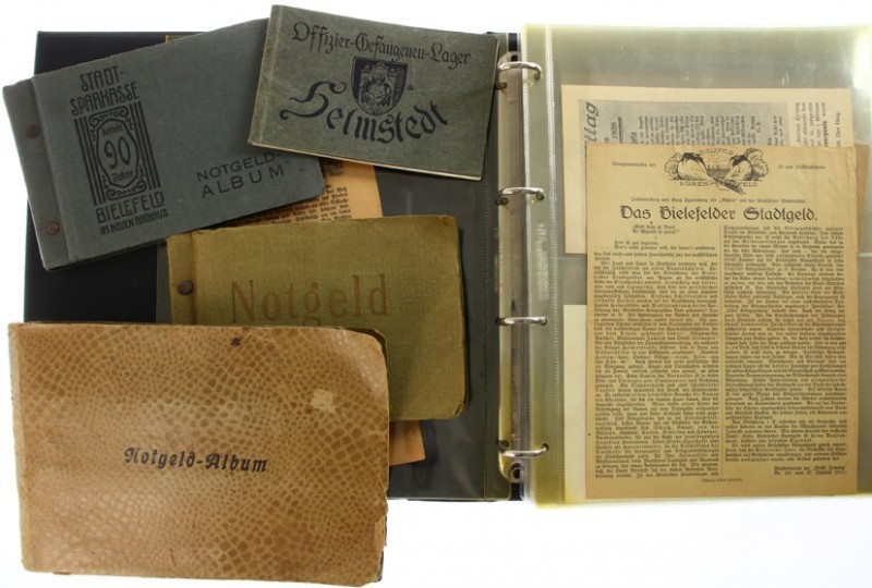 Miscellaneous - Box with empty Notgeld-albums and advertisingpapers for collecti...