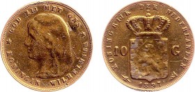 Netherlands - Gouden Tientjes 1875-1933 - 10 Gulden 1897 - Goud - gepoetst en beschadiging in veld en rand - FR+