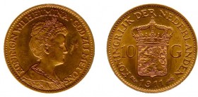 Netherlands - Gouden Tientjes 1875-1933 - 10 Gulden 1911 - Goud - PR, met beschadiging in veld