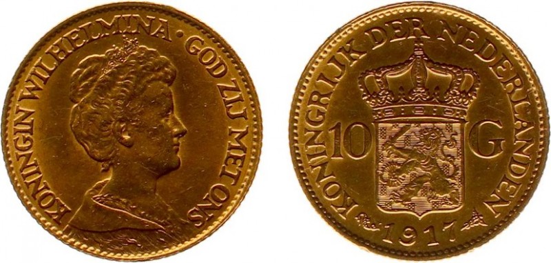 Netherlands - Gouden Tientjes 1875-1933 - 10 Gulden 1917 - Goud - ZF, gepoetst