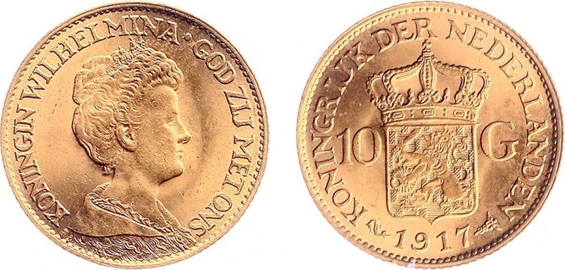 Netherlands - Gouden Tientjes 1875-1933 - 10 Gulden 1917 - Goud - PR/UNC, tevens...