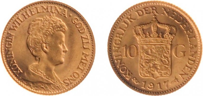 Netherlands - Gouden Tientjes 1875-1933 - 10 Gulden 1917 - Goud - PR/UNC