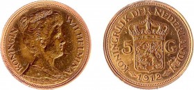 Netherlands - Gouden Vijfjes 1912 - 5 Gulden 1912 - Goud - FR+, gepoetst, montagesporen