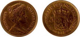 Netherlands - Gouden Vijfjes 1912 - 5 Gulden 1912 - Goud - ZF-, gepoetst