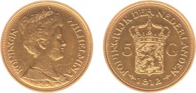 Netherlands - Gouden Vijfjes 1912 - 5 Gulden 1912 - Goud - ZF+, gepoetst