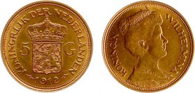 Netherlands - Gouden Vijfjes 1912 - 5 Gulden 1912 - Goud - ZF+