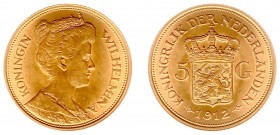 Netherlands - Gouden Vijfjes 1912 - 5 Gulden 1912 - Goud - ZF/PR