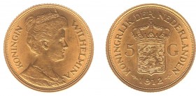 Netherlands - Gouden Vijfjes 1912 - 5 Gulden 1912 - Goud - ZF/PR