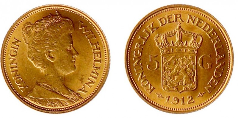 Netherlands - Gouden Vijfjes 1912 - 5 Gulden 1912 - Goud - PR-