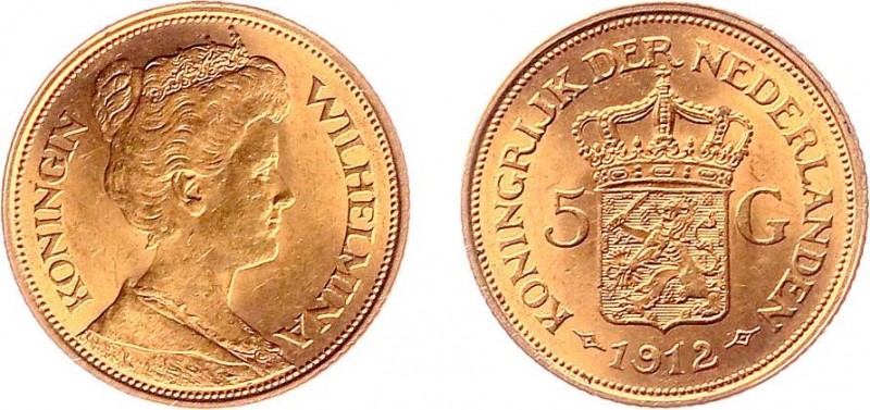 Netherlands - Gouden Vijfjes 1912 - 5 Gulden 1912 - Goud - PR-