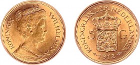 Netherlands - Gouden Vijfjes 1912 - 5 Gulden 1912 - Goud - PR-