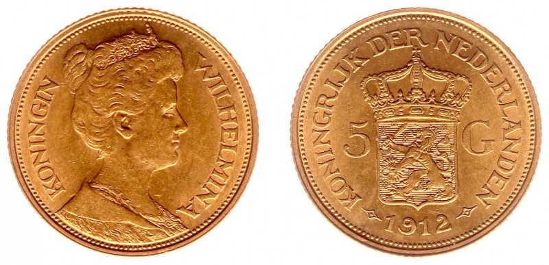 Netherlands - Gouden Vijfjes 1912 - 5 Gulden 1912 - Goud - PR-