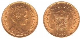 Netherlands - Gouden Vijfjes 1912 - 5 Gulden 1912 - Goud - PR-