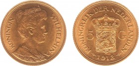 Netherlands - Gouden Vijfjes 1912 - 5 Gulden 1912 - Goud - PR