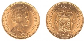 Netherlands - Gouden Vijfjes 1912 - 5 Gulden 1912 - Goud - PR