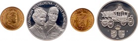 Netherlands - Gouden Vijfjes en Tientjes met extra's - 10 Gulden 1912 - Goud - PR- in cassette met zilv. penning